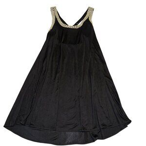 Foley Black Scoop Neck Embellished 100% Silk Sleeveless Dress Women's Small S